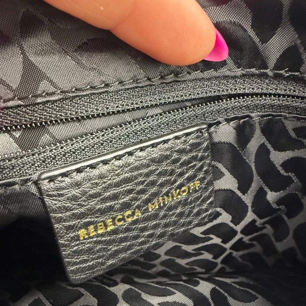 Rebecca‎ Minkoff Studded Wristlet OS Black Pebbled Leather Edgy Rockstar Clutch